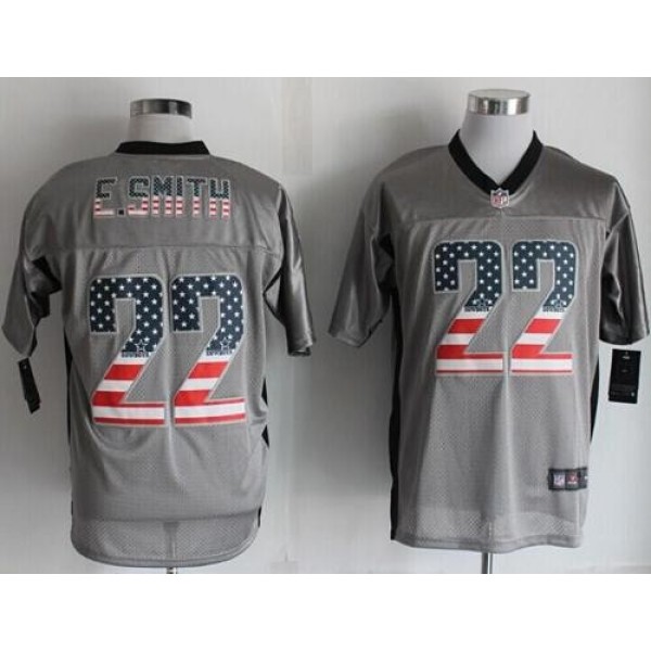 Nike Cowboys #22 Emmitt Smith Grey Men's Stitched NFL Elite USA Flag Fashion Jersey