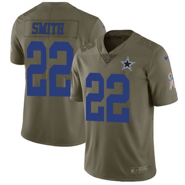 Nike Cowboys #22 Emmitt Smith Olive Men's Stitched NFL Limited 2017 Salute To Service Jersey