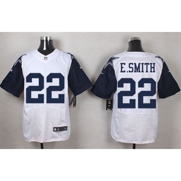 Nike Cowboys #22 Emmitt Smith White Men's Stitched NFL Elite Rush Jersey