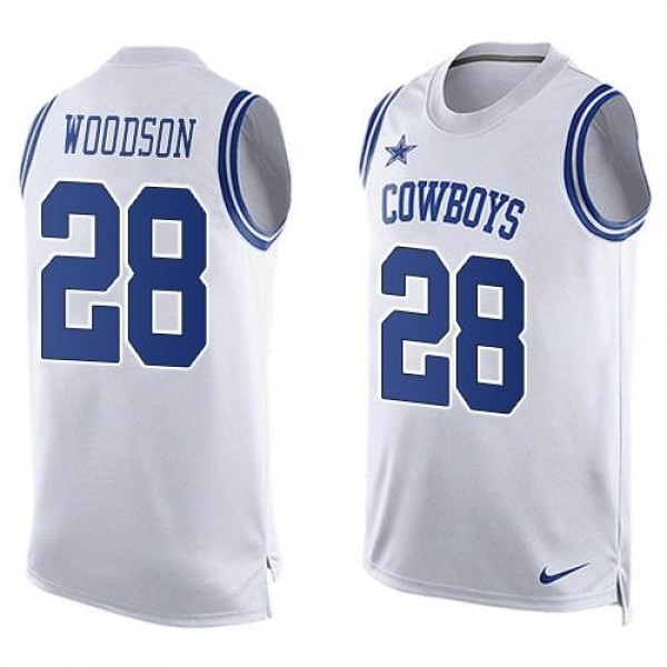 Nike Cowboys #28 Darren Woodson White Men's Stitched NFL Limited Tank Top Jersey