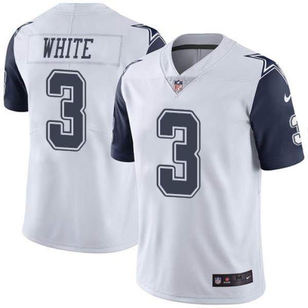 Nike Cowboys #3 Mike White White Men's Stitched NFL Limited Rush Jersey