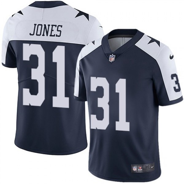 Nike Cowboys #31 Byron Jones Navy Blue Thanksgiving Men's Stitched NFL Vapor Untouchable Limited Throwback Jersey