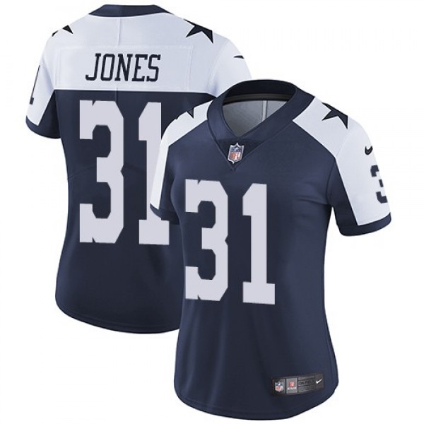 Women's Cowboys #31 Byron Jones Navy Blue Thanksgiving Stitched NFL Vapor Untouchable Limited Throwback Jersey