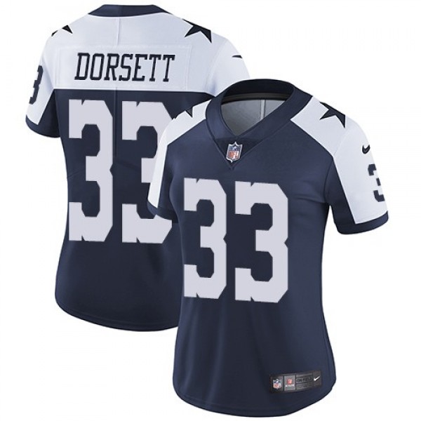 Women's Cowboys #33 Tony Dorsett Navy Blue Thanksgiving Stitched NFL Vapor Untouchable Limited Throwback Jersey