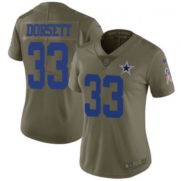 Women's Cowboys #33 Tony Dorsett Olive Stitched NFL Limited 2017 Salute to Service Jersey