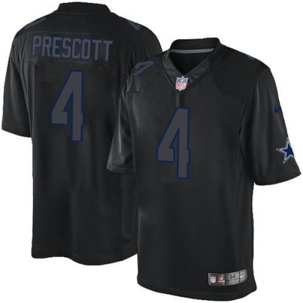 Nike Cowboys #4 Dak Prescott Black Men's Stitched NFL Impact Limited Jersey