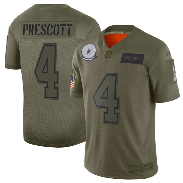 Nike Cowboys #4 Dak Prescott Camo Men's Stitched NFL Limited 2019 Salute To Service Jersey