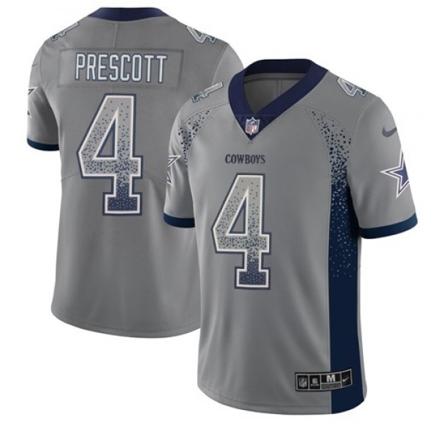 Nike Cowboys #4 Dak Prescott Gray Men's Stitched NFL Limited Rush Drift Fashion Jersey