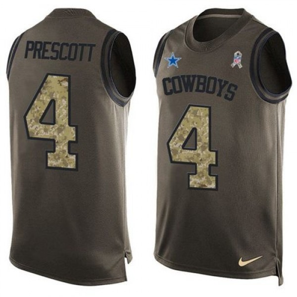 Nike Cowboys #4 Dak Prescott Green Men's Stitched NFL Limited Salute To Service Tank Top Jersey