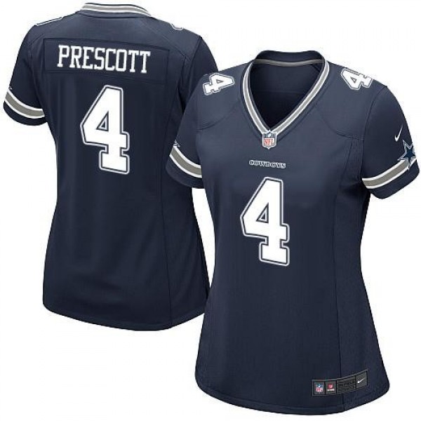 Women's Cowboys #4 Dak Prescott Navy Blue Team Color Stitched NFL Elite Jersey
