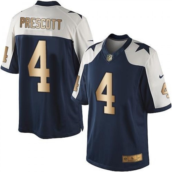 Nike Cowboys #4 Dak Prescott Navy Blue Thanksgiving Men's Stitched NFL Limited Gold Jersey