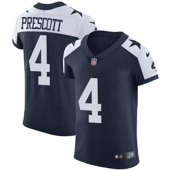 Nike Cowboys #4 Dak Prescott Navy Blue Thanksgiving Men's Stitched NFL Vapor Untouchable Throwback Elite Jersey