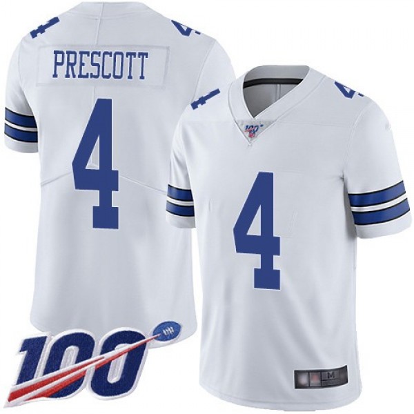 Nike Cowboys #4 Dak Prescott White Men's Stitched NFL 100th Season Vapor Limited Jersey