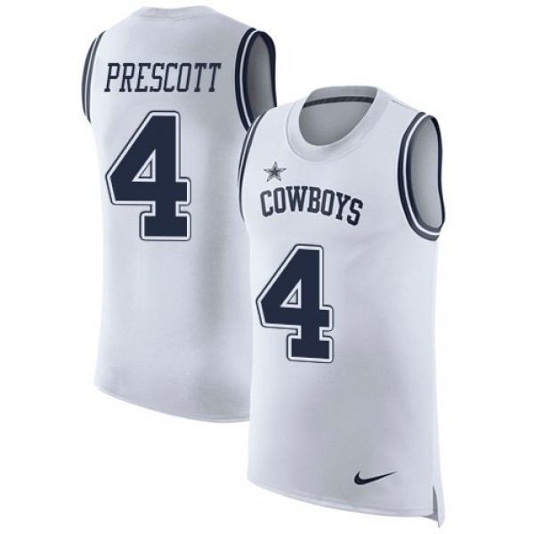 Nike Cowboys #4 Dak Prescott White Men's Stitched NFL Limited Rush Tank Top Jersey