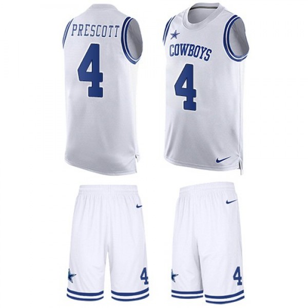 Nike Cowboys #4 Dak Prescott White Men's Stitched NFL Limited Tank Top Suit Jersey
