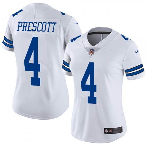 Women's Cowboys #4 Dak Prescott White Stitched NFL Vapor Untouchable Limited Jersey