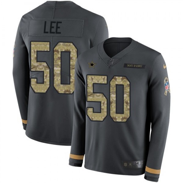Nike Cowboys #50 Sean Lee Anthracite Salute to Service Men's Stitched NFL Limited Therma Long Sleeve Jersey