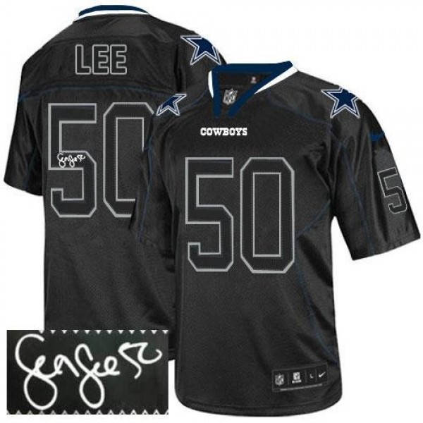 Nike Cowboys #50 Sean Lee Lights Out Black Men's Stitched NFL Elite Autographed Jersey