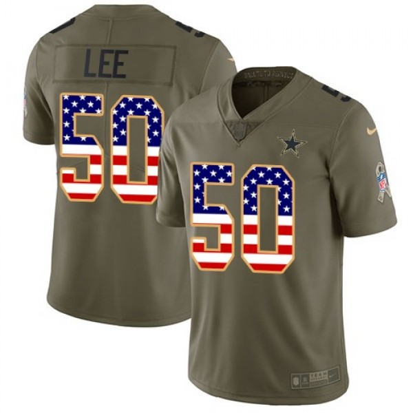 Nike Cowboys #50 Sean Lee Olive/USA Flag Men's Stitched NFL Limited 2017 Salute To Service Jersey