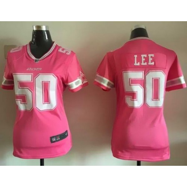 Women's Cowboys #50 Sean Lee Pink Stitched NFL Elite Bubble Gum Jersey