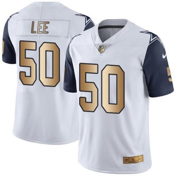 Nike Cowboys #50 Sean Lee White Men's Stitched NFL Limited Gold Rush Jersey