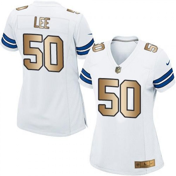 Women's Cowboys #50 Sean Lee White Stitched NFL Elite Gold Jersey