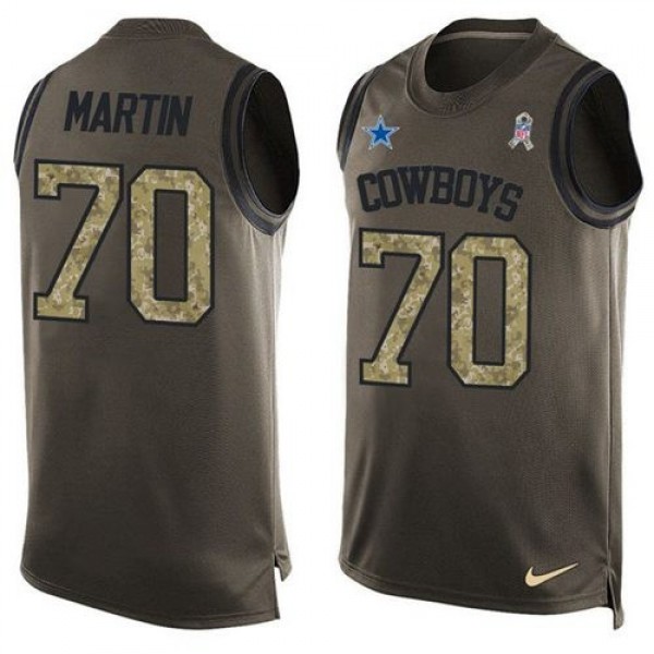 Nike Cowboys #70 Zack Martin Green Men's Stitched NFL Limited Salute To Service Tank Top Jersey