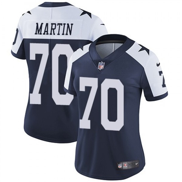 Women's Cowboys #70 Zack Martin Navy Blue Thanksgiving Stitched NFL Vapor Untouchable Limited Throwback Jersey