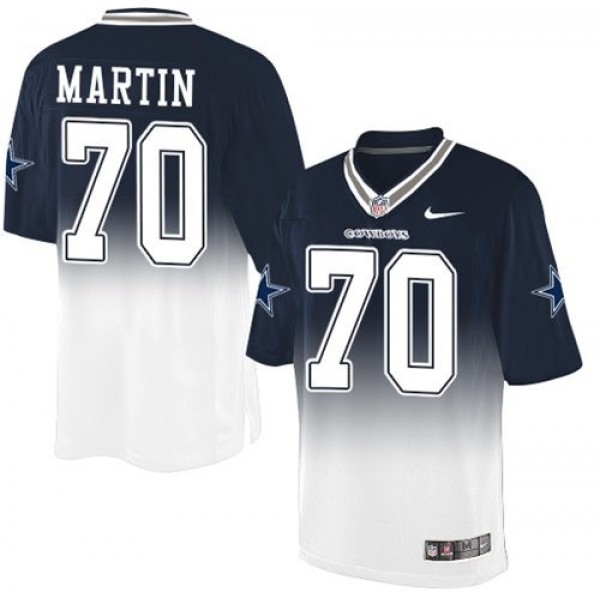 Nike Cowboys #70 Zack Martin Navy Blue/White Men's Stitched NFL Elite Fadeaway Fashion Jersey