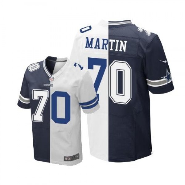 Nike Cowboys #70 Zack Martin Navy Blue/White Men's Stitched NFL Elite Split Jersey