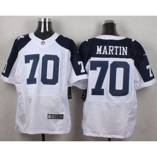 Nike Cowboys #70 Zack Martin White Thanksgiving Throwback Men's Stitched NFL Elite Jersey
