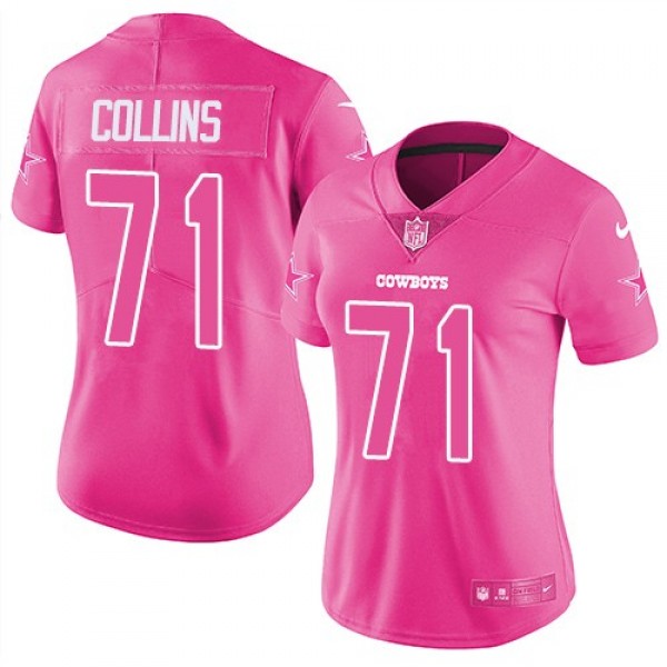 Women's Cowboys #71 La'el Collins Pink Stitched NFL Limited Rush Jersey