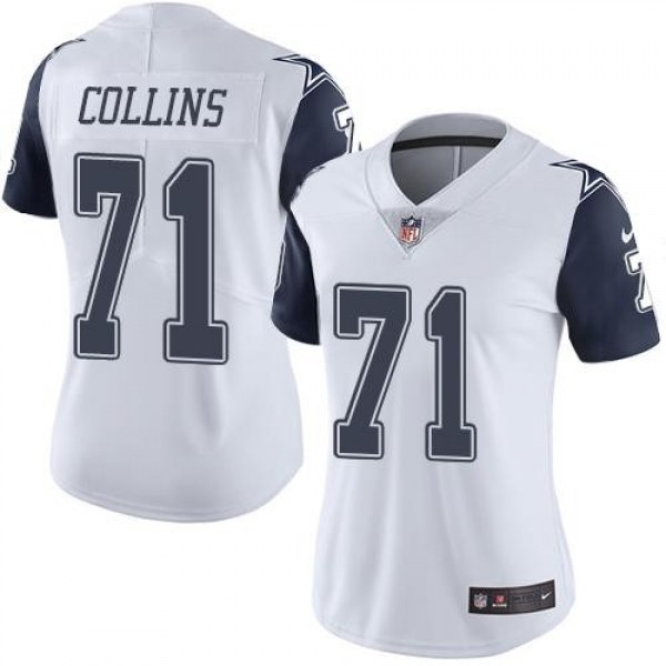 Women's Cowboys #71 La'el Collins White Stitched NFL Limited Rush Jersey