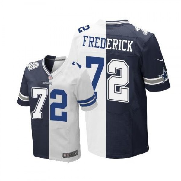 Nike Cowboys #72 Travis Frederick Navy Blue/White Men's Stitched NFL Elite Split Jersey