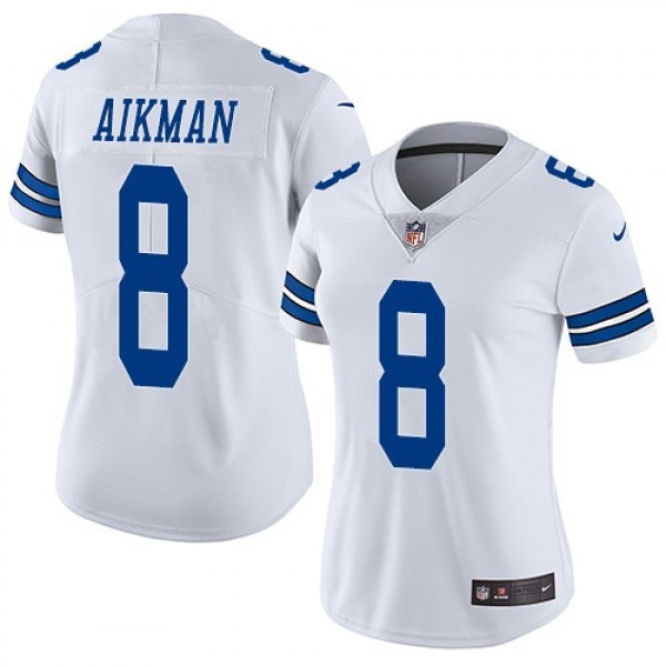 Women's Cowboys #8 Troy Aikman White Stitched NFL Vapor Untouchable Limited Jersey