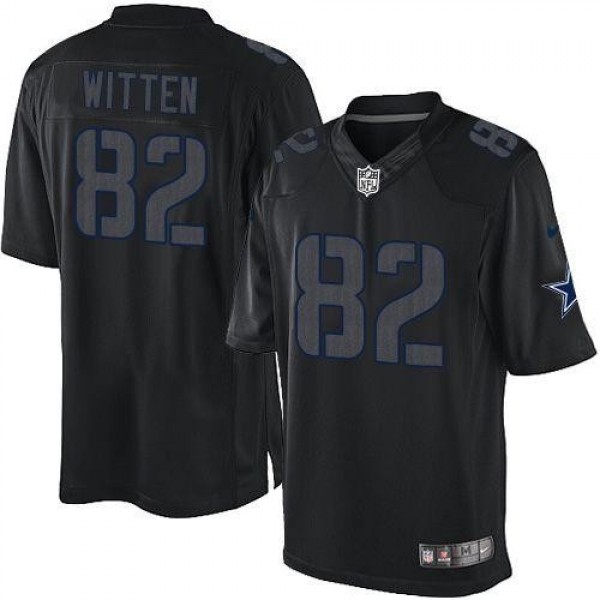 Nike Cowboys #82 Jason Witten Black Men's Stitched NFL Impact Limited Jersey