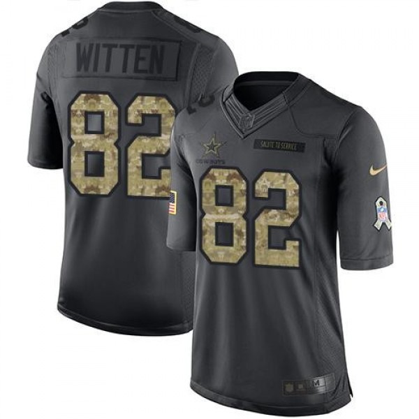 Nike Cowboys #82 Jason Witten Black Men's Stitched NFL Limited 2016 Salute To Service Jersey