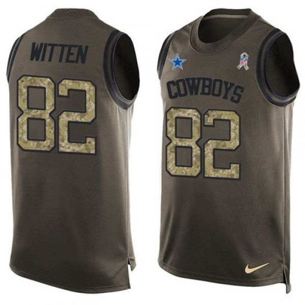 Nike Cowboys #82 Jason Witten Green Men's Stitched NFL Limited Salute To Service Tank Top Jersey