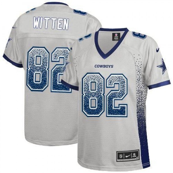 Women's Cowboys #82 Jason Witten Grey Stitched NFL Elite Drift Jersey