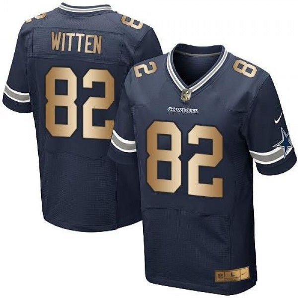 Nike Cowboys #82 Jason Witten Navy Blue Team Color Men's Stitched NFL Elite Gold Jersey