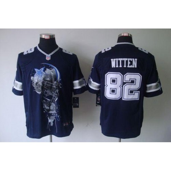 Nike Cowboys #82 Jason Witten Navy Blue Team Color Men's Stitched NFL Helmet Tri-Blend Limited Jersey