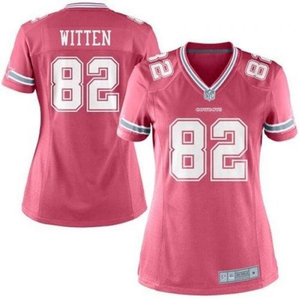 Women's Cowboys #82 Jason Witten Pink Stitched NFL Elite Jersey