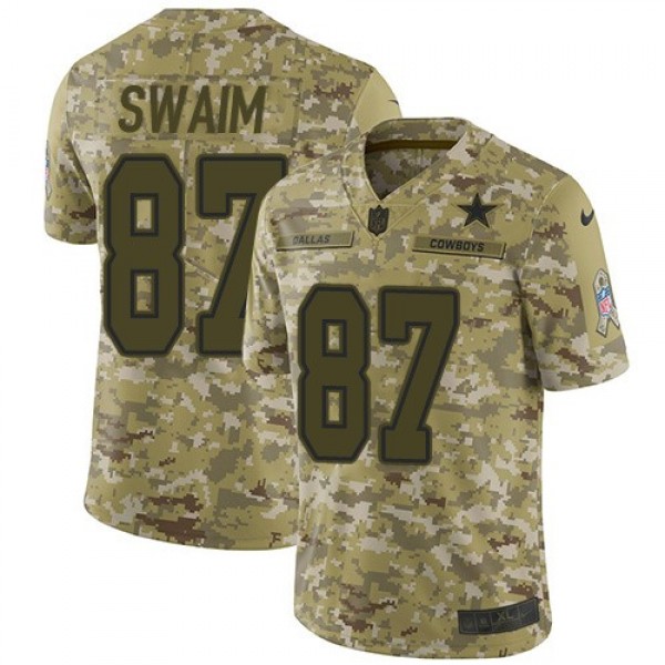 Nike Cowboys #87 Geoff Swaim Camo Men's Stitched NFL Limited 2018 Salute To Service Jersey