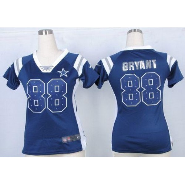 Women's Cowboys #88 Dez Bryant Navy Blue Team Color Stitched NFL Elite Draft Him Shimmer Jersey