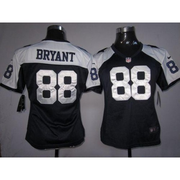 Women's Cowboys #88 Dez Bryant Navy Blue Thanksgiving Throwback Stitched NFL Elite Jersey