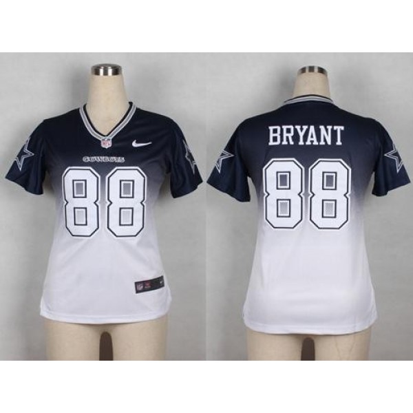 Women's Cowboys #88 Dez Bryant Navy Blue White Stitched NFL Elite Fadeaway Jersey