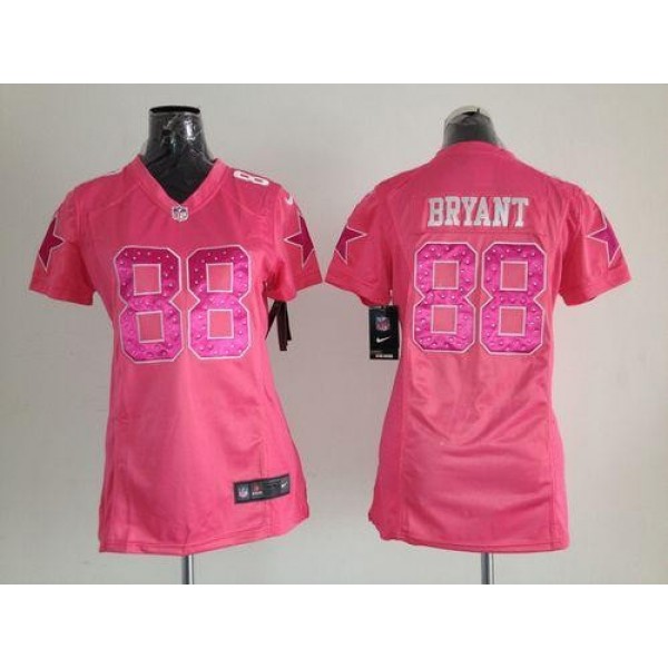 Women's Cowboys #88 Dez Bryant Pink Sweetheart Stitched NFL Elite Jersey