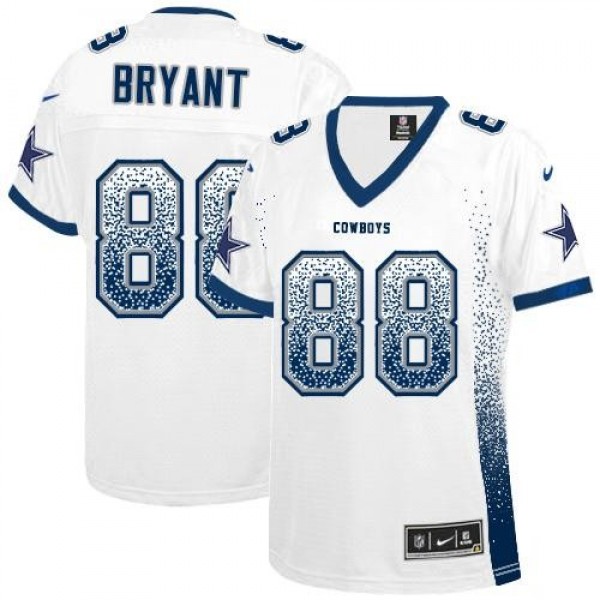 Women's Cowboys #88 Dez Bryant White Stitched NFL Elite Drift Jersey