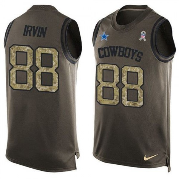 Nike Cowboys #88 Michael Irvin Green Men's Stitched NFL Limited Salute To Service Tank Top Jersey