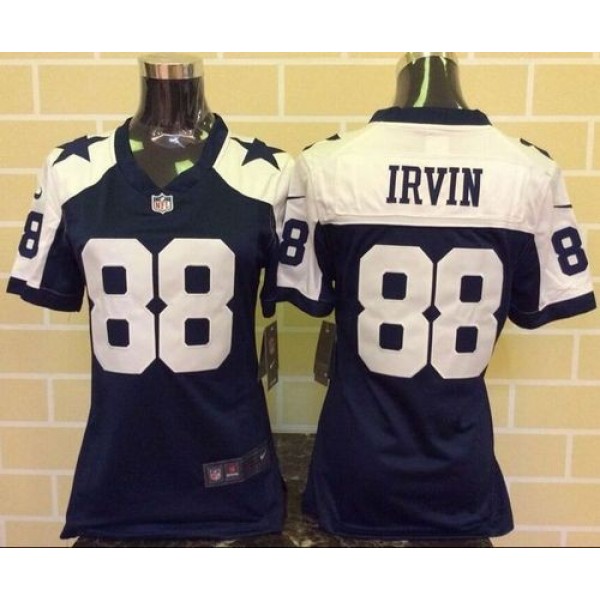 Women's Cowboys #88 Michael Irvin Navy Blue Thanksgiving Throwback Stitched NFL Elite Jersey
